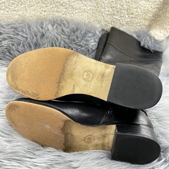 Michael Kors Fulton Harness Riding Boots Pull On Tall Black Rain Snow Size 8 - Picture 11 of 12